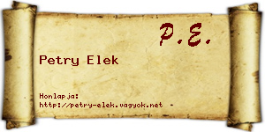 Petry Elek névjegykártya